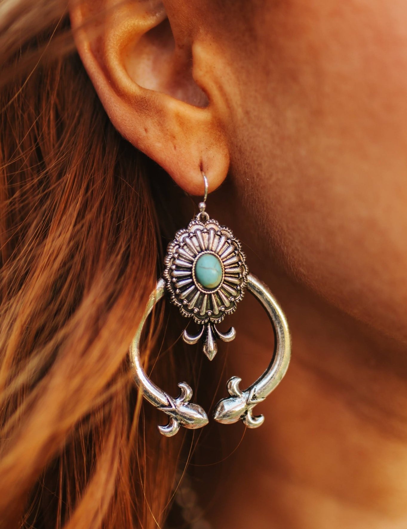Turquoise Concho Naja EarringsSilverOS