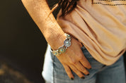 Turquoise Concho Stretch BraceletSilverOS