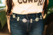 Turquoise Multi Concho Chain BeltSilverOS