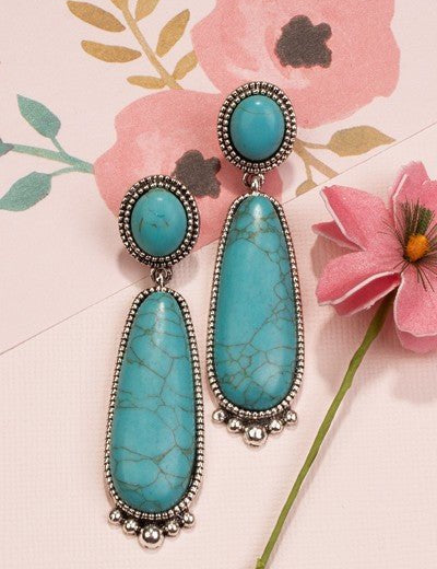 Turquoise Squash Blossom Dangle EarringsTurquoiseOS