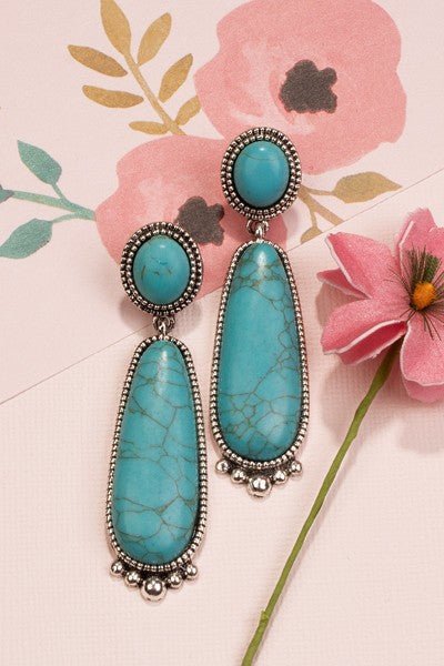 Turquoise Squash Blossom Dangle EarringsTurquoiseOS