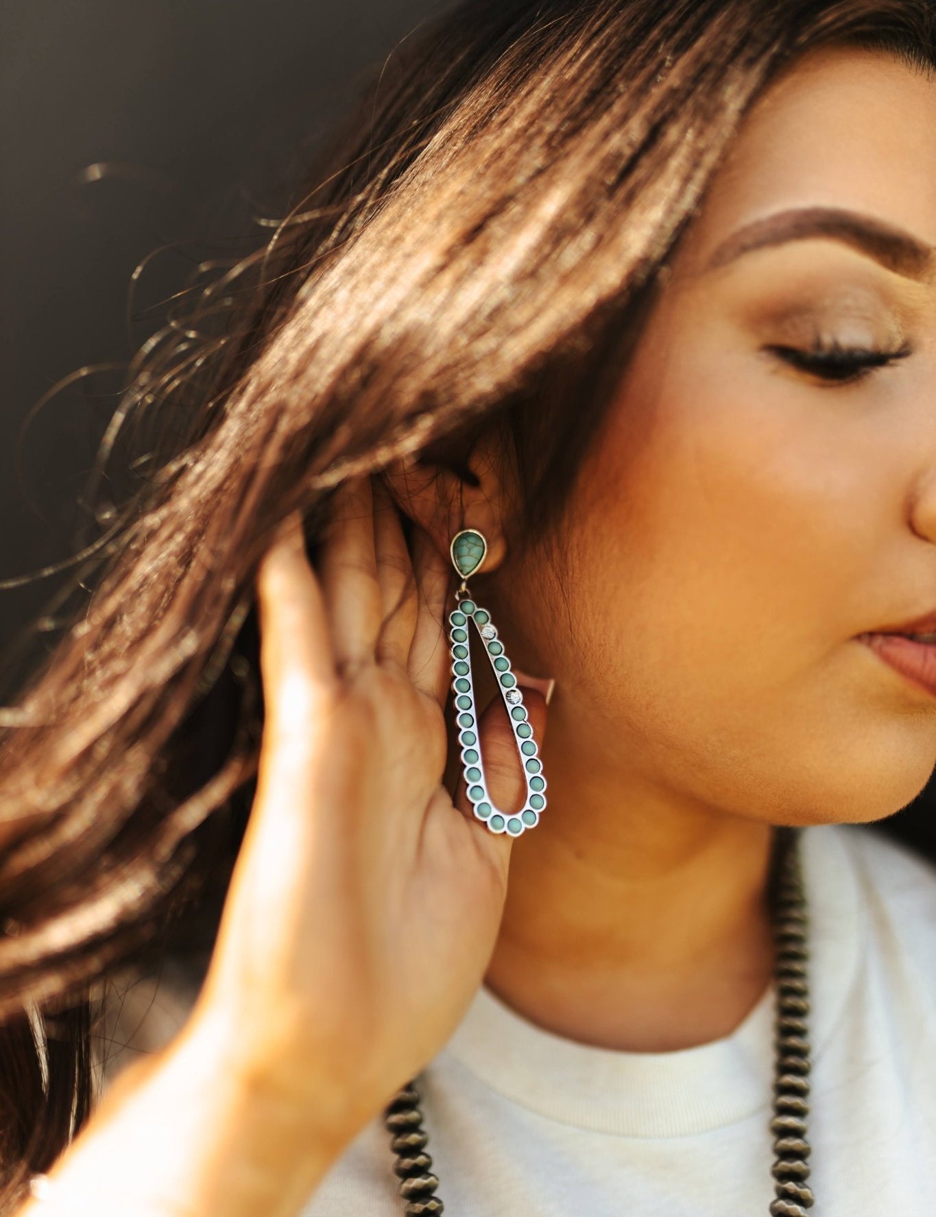 Turquoise Stone Teardrop EarringsTurquoiseOS