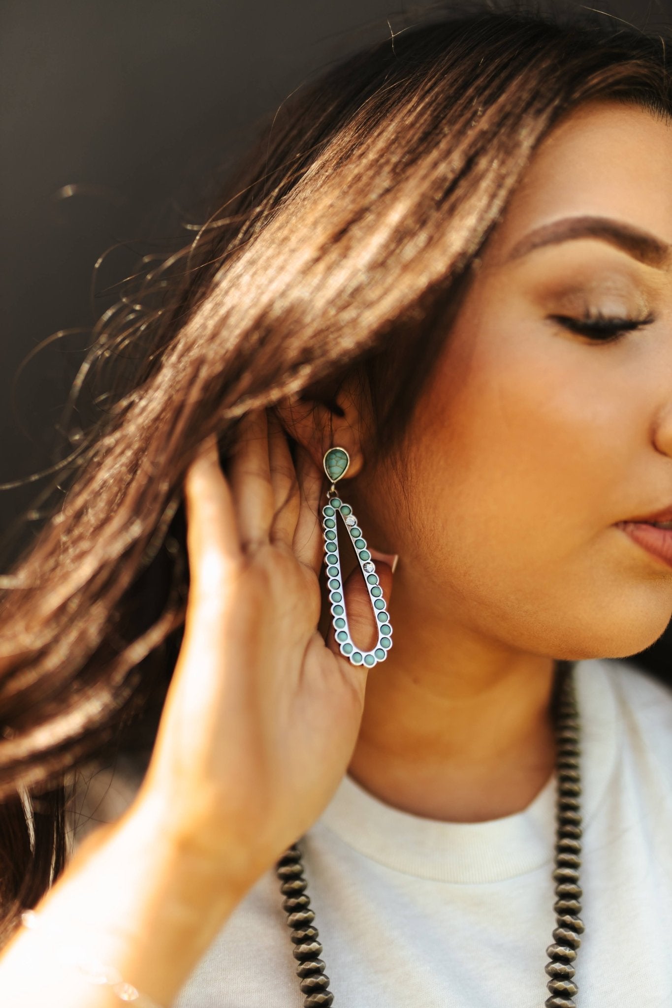 Turquoise Stone Teardrop EarringsTurquoiseOS