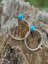 Turquoise Stud Rope Hoop EarringsSilverOS