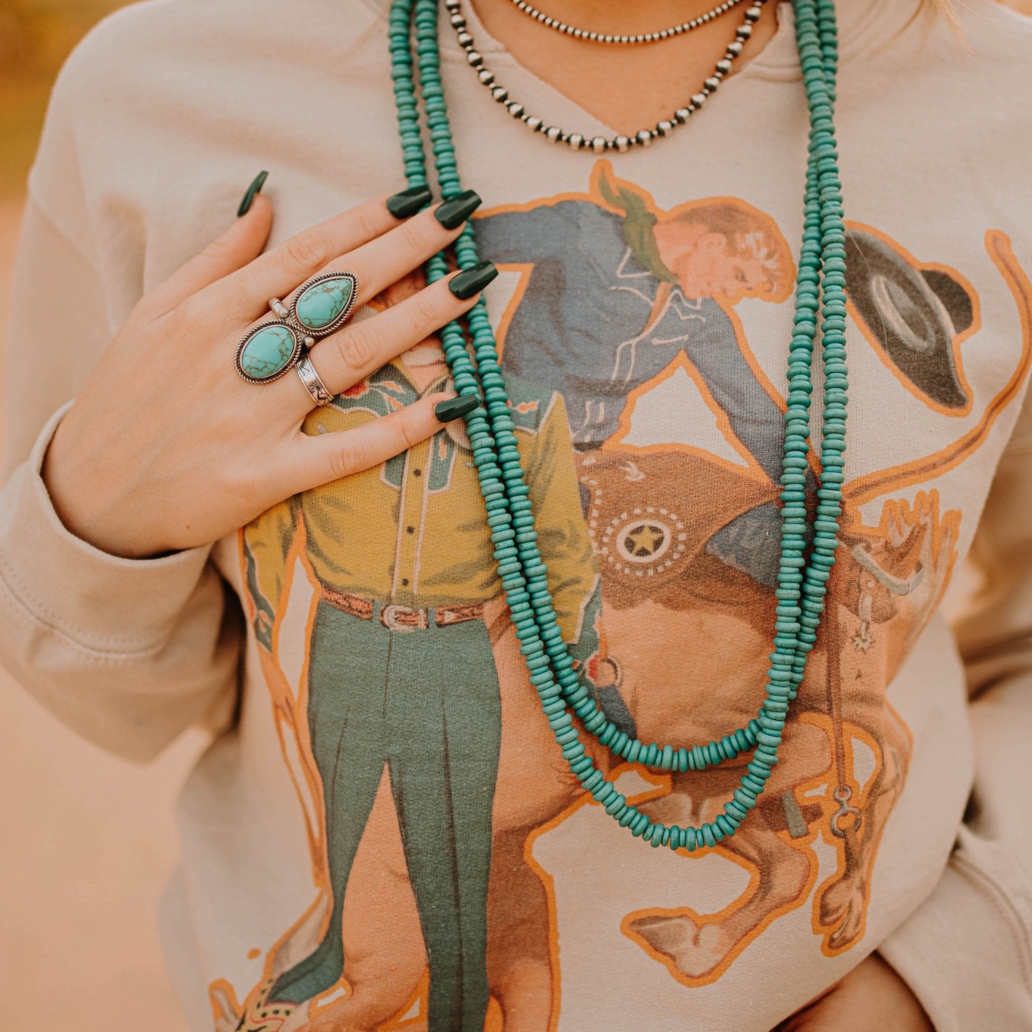 Turquoise Twisted Stone RingTurquoiseOS