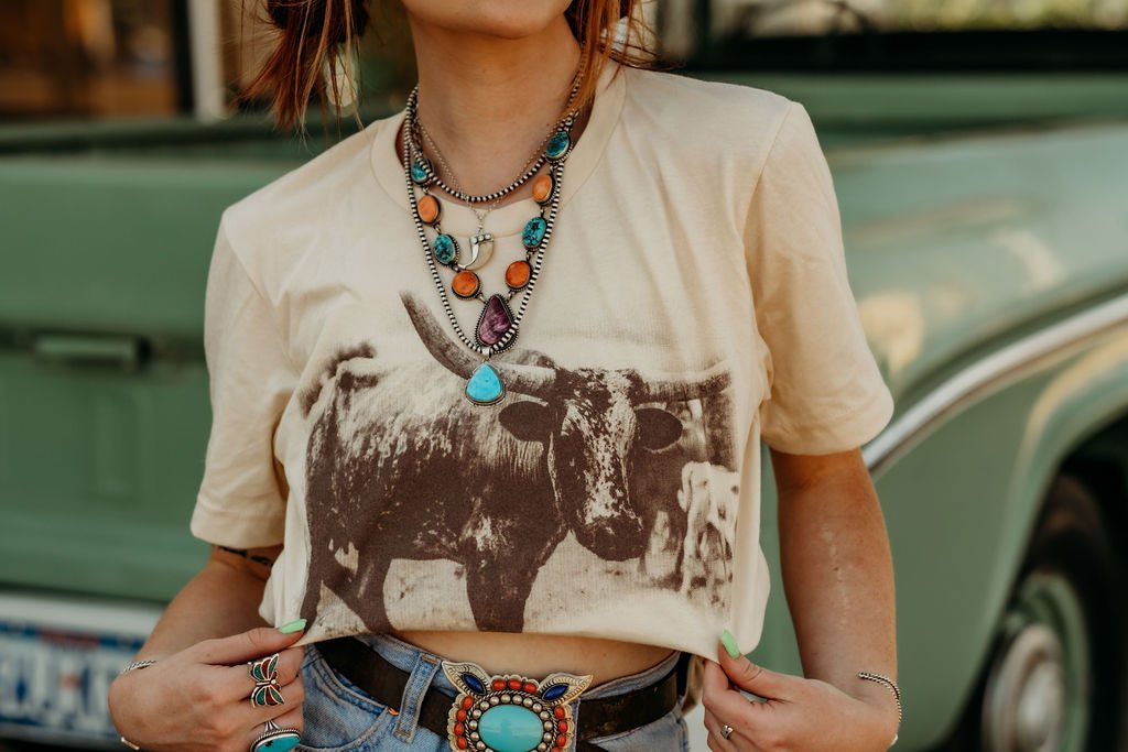 Vintage Longhorn Graphic TeeWhiteS