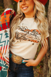 Western Cowboy Starry Desert Scene Graphic TeeCreamS