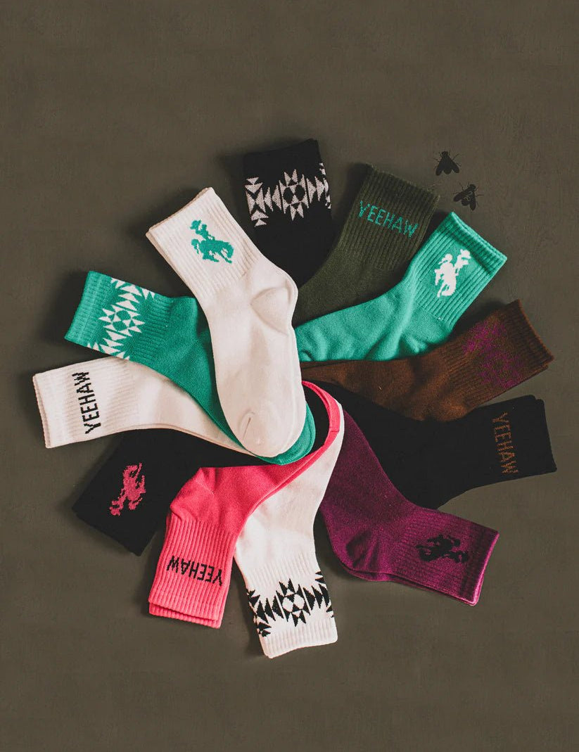 Western Crew Socks - 3 Pair PackPinkOS