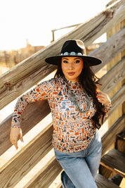 Wild West Long Sleeve Mesh TopMultiS