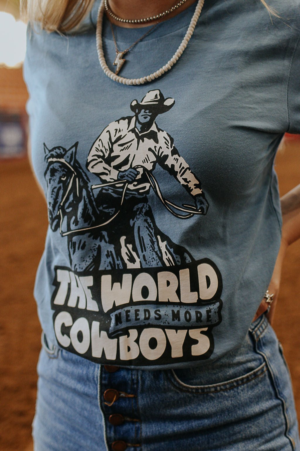 World Needs More Cowboys Graphic Tee Slate / 2XL