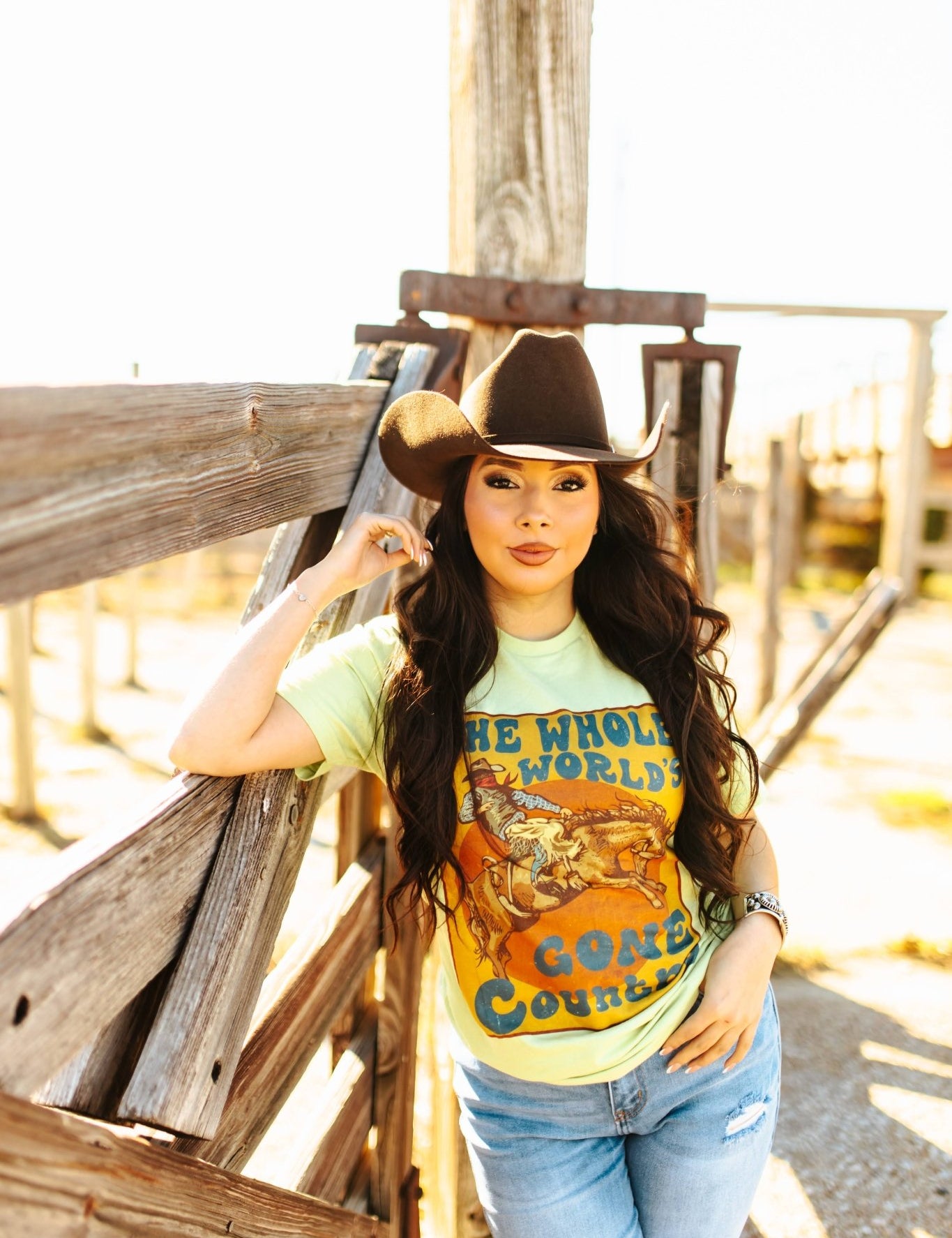 World's Gone Country Western Graphic TeeGreenS