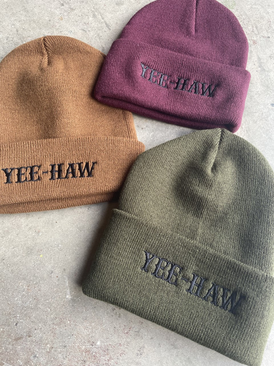 Yeehaw Knit Embroidered BeanieCaramelOS
